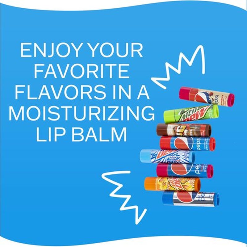 Taste Beauty Pepsi 8 Pack Lip Balm (Pepsi Cherry Vanilla, Mountain Dew, Mug, Pepsi Wild Cherry, Classic Pepsi, Mountain Dew White and Live Wire, Diet Pepsi)