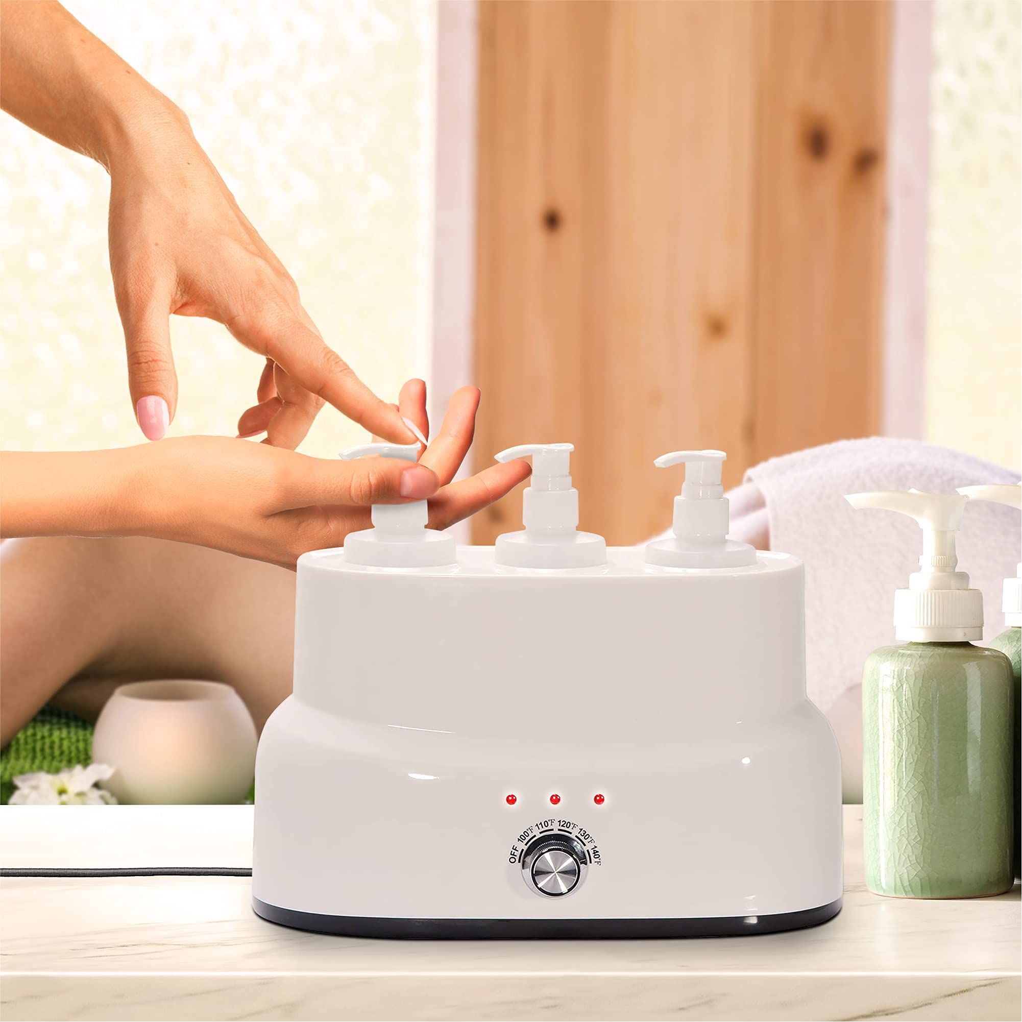 AMETHYST LAKE Oil Warmer Dispenser, Plug-in Electric Warmer Oil Dispenser, 3-Bottles Lotion Warmer, Message Oil Heater for Home & Professional Spa Supplies.