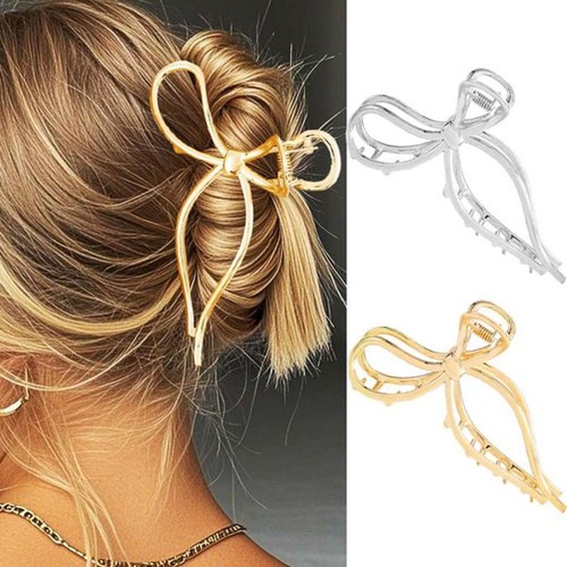 Gortin Bow Claw Clips Gold Metal Hair Clips for Thick Hair Large Fancy Hair Claw Clip Hair Accessories for Women