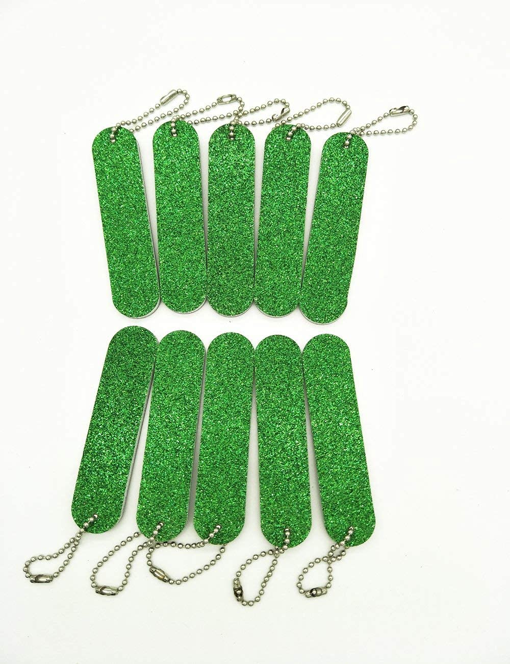 VOSAIDI 10 Pcs Professional Nail Files Nail tool Shining Blue and Green Mini Nail Colorful Files With Chain Double Sided Emery Board 180 Grit