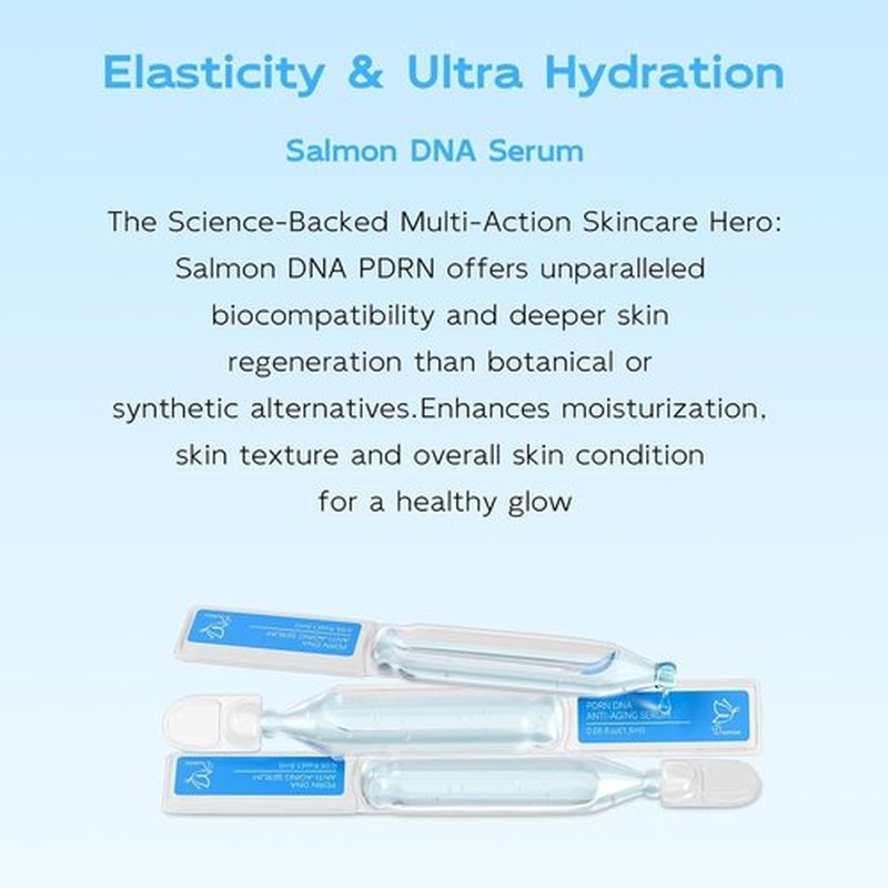 Skiennix Salmon DNA Anti-Aging Serum - 5000ppm Salmon Egg DNA & 2000ppm Collagen | Korean Skincare for Radiance & Wrinkles, 0.05 fl. oz x 30e