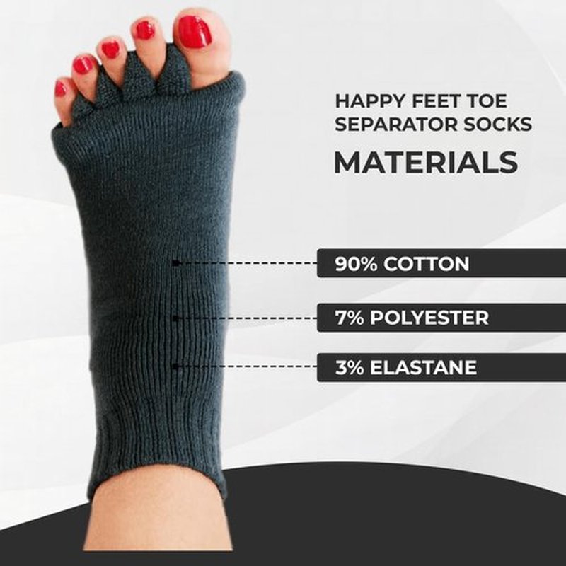 Hydrothotics Toe Alignment Separator Socks, Prevent Foot Cramp and hammertoes, Comfortable Toe Separator Massage Sock for Men & Women (Black)