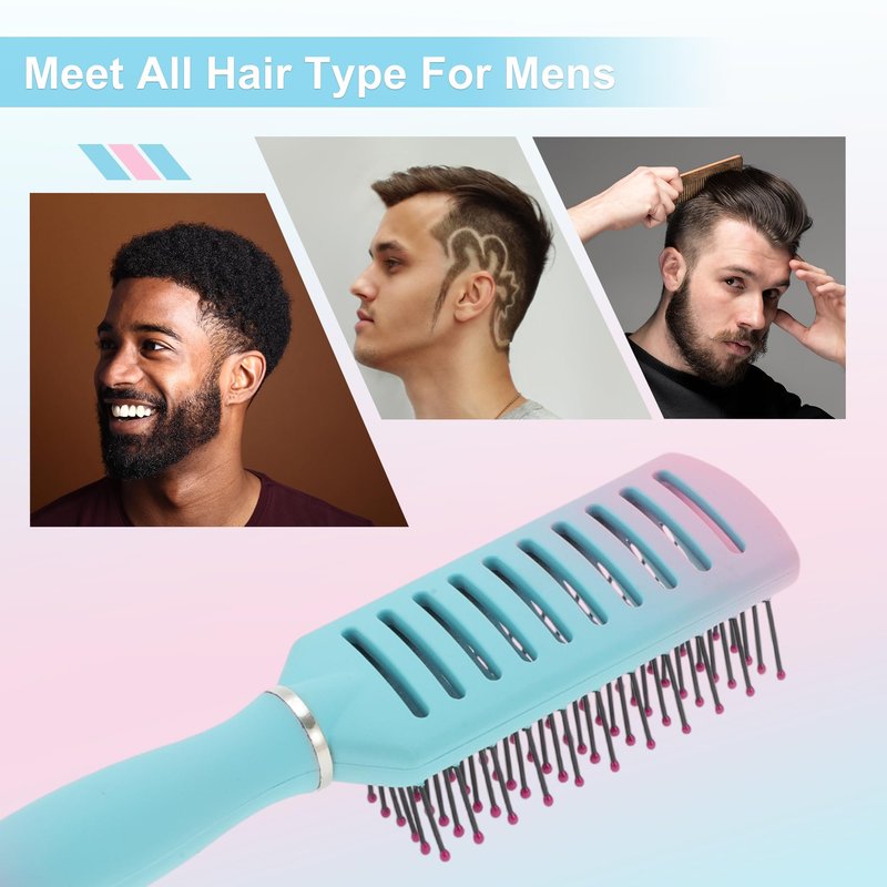 VOCOSTE Vented Hair Brush, Styling Brush with Ball-Tipped Bristles, Vent Brush for Blow Drying Wet, Short, Curly, or Straight Hair, Hair Brushes for Women and Men, Lake Blue