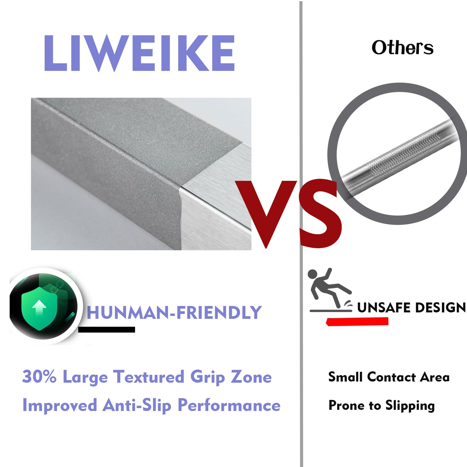 LIWEIKE Brushed Nickel Shower Foot Rest Bar Wall Mount Shower Stool for Shaving Legs Non-Slip Scrub Shower Foot Step Square Corner Shower Shaver Foot Rest