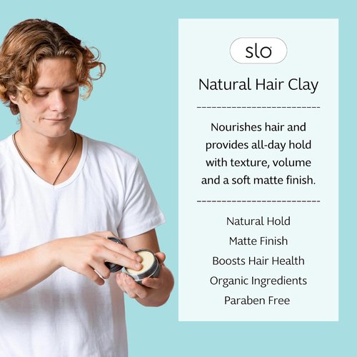 Slo Natural Hair Clay - Vegan & Cruelty-Free Styling Alternative for All Hair Types | Natural Hold, 2.29oz/65g