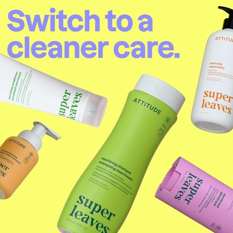ATTITUDE Clarifying Hair Shampoo, EWG Verified, Restores Shine, Naturally Derived Ingredients, Vegan, Plant Based, Lemon Leaves and White Tea, 8 Fl Oz