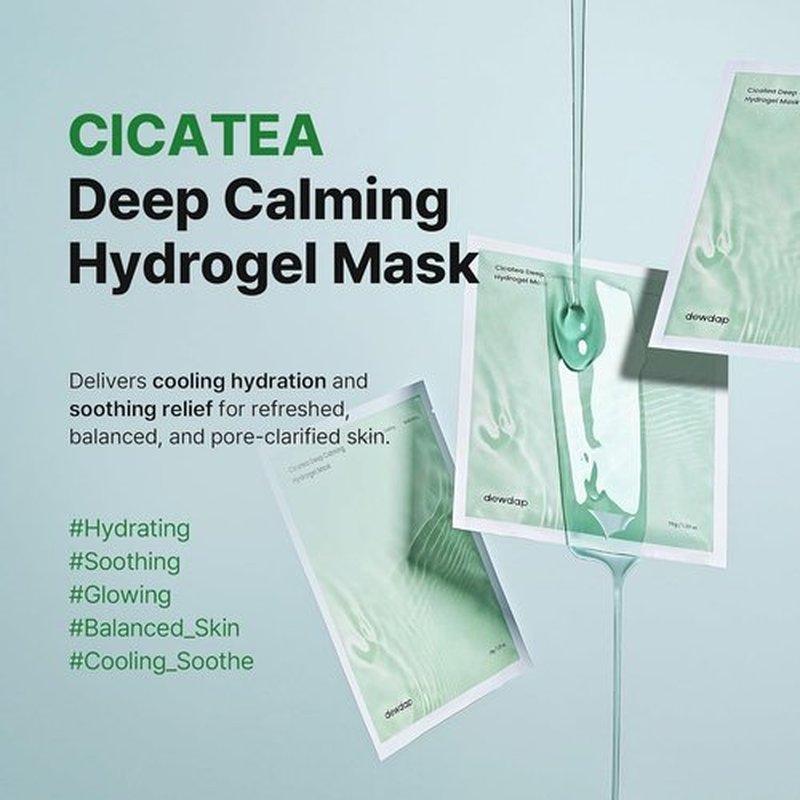 Cicatea Deep Calming Hydrogel Mask - Pore Minimizing & Hydrating with Centella Asiatica | 4 Pack (35g Each)