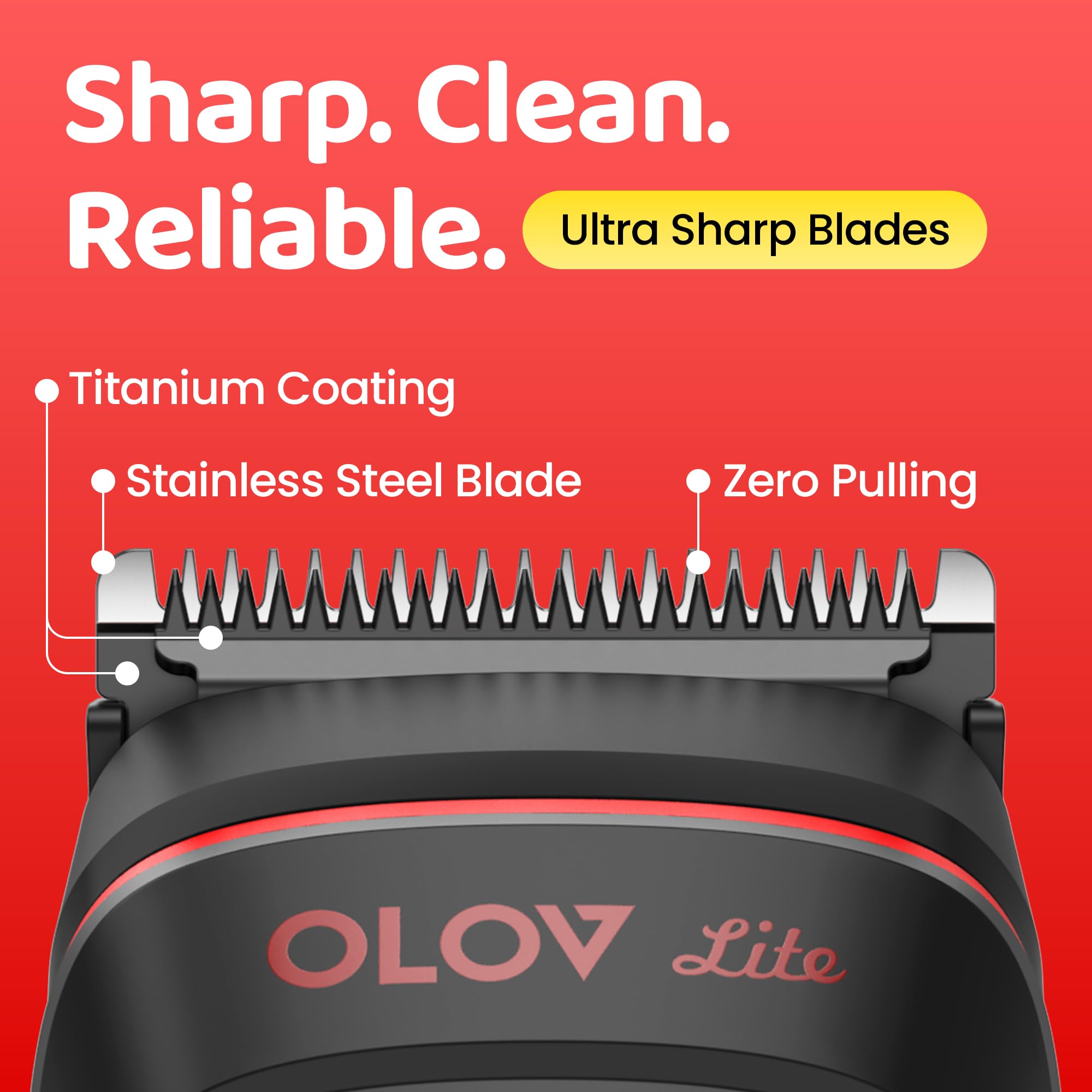 OLOV LITE Electric Beard Trimmer for Men,Nose Hair Trimmer & Electric Razor 10-in-1 Grooming Kit Cordless Shaver Gift-Ready for Men(Red)