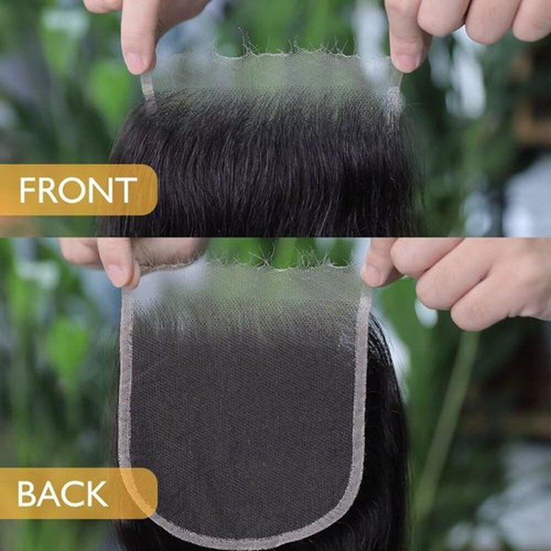 LEISWISS 5x5 HD Lace Closure Body Wave Brazilian Raw Human Hair 0.10 mm Ultra-Thin Invisible Single-Knot Pre-Plucked Glueless Lace Closure For Black Women Natural Black 16 Inch