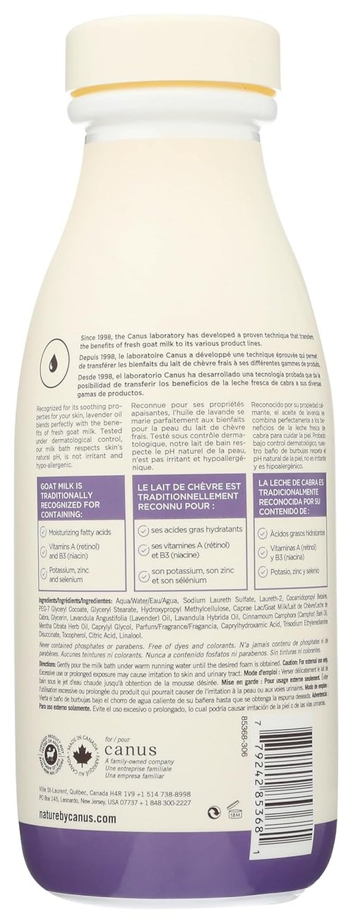 Nature by Canus Foaming Milk Bath - Smoothing Lavender Infusion with Fresh Canadian Goat Milk | 27.1 Fl Oz