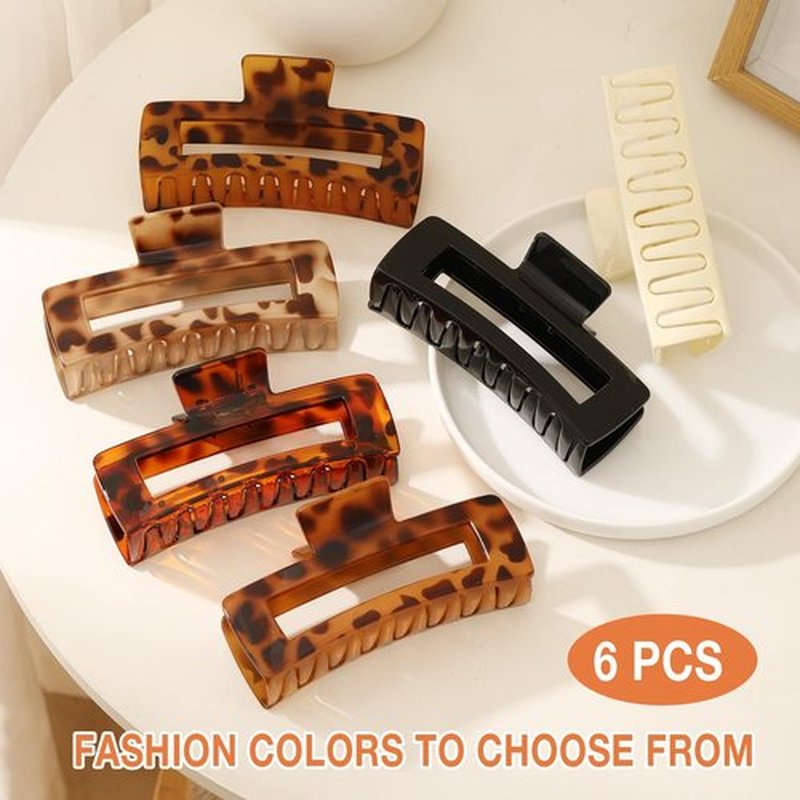 Molizummy 6 Pack 5 Inch Extra Large Claw Clips for Thick Hair, Jumbo Tortoise Shell Claw Clip for Women Girls, Non-slip Hair Clips for Thick/Long/Curly Hair, Big Square Jaw Accessories