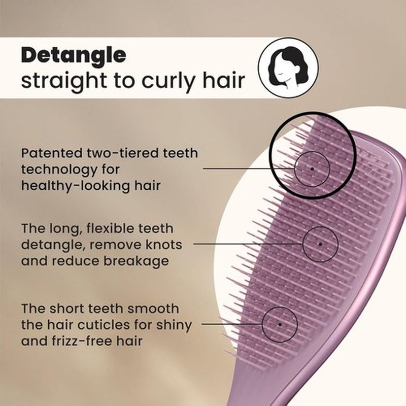 Tangle Teezer Chrome Ultimate Detangler Brush - Eliminates Knots & Reduces Breakage | Mauve