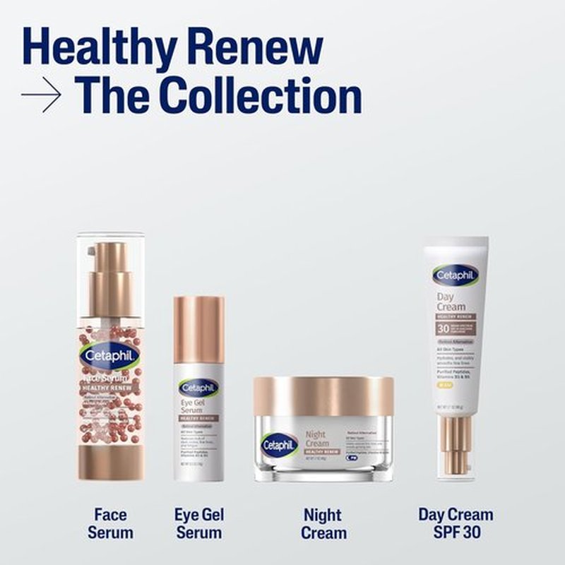Cetaphil Healthy Renew Night Cream - Skin Tightening & Wrinkle Repair with Peptides | 1.7 Oz, Fragrance-Free