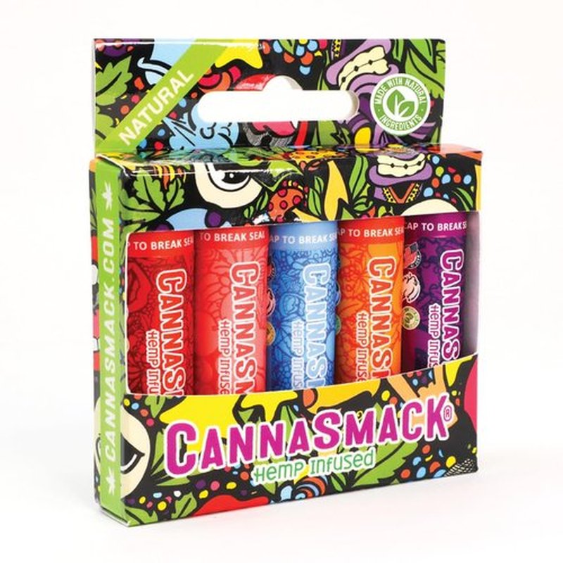 CannaSmack Natural Hemp Lip Balm - Soothe & Moisturize Lips | 5 Flavors: Mango, Tropical, Peach, Berry, Cherry