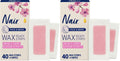 Nair Hair Remover Wax Ready Strips, Face and Bikini Hair Removal Wax Strips, Orchid and Cherry Blossom Extracts, Dermatologist Tested, Plus 4 Non-Flushable Post Wipes, 40 Count (Pack of 2)