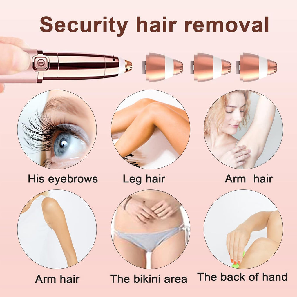 Facial Hair Removal Tool for Women Smooth Finishing, Eyebrow Hair Remover Replacement Heads, Touch Flawless Facial with Cleaning Brush, Painless Replacement Blades for Flawless Brows Hair Removal