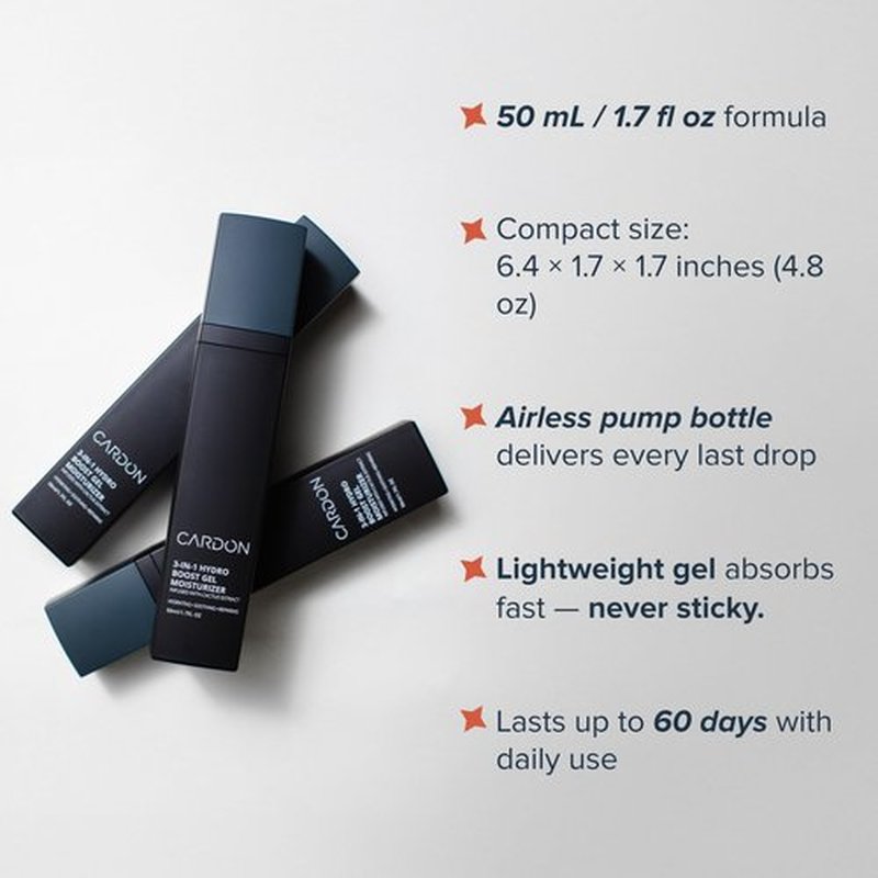 Cardon | Anti-Aging Face Moisturizer for Men | Korean Skincare Facial Lotion | Hydro Boost Gel | Healing Cactus Extract, Reduce Wrinkles, Repair Acne Scars | Ultra Light Face Cream (1 CT)