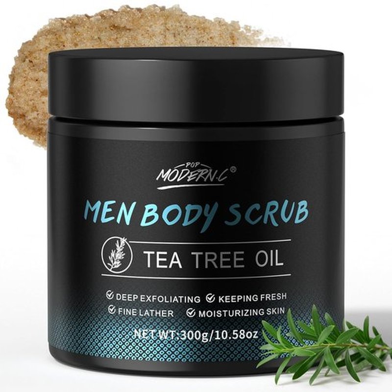 Men's Body Scrub by [Brand Name] - Exfoliating Tea Tree Oil Formula for Smooth Skin | 2% BHA & 10% AHA