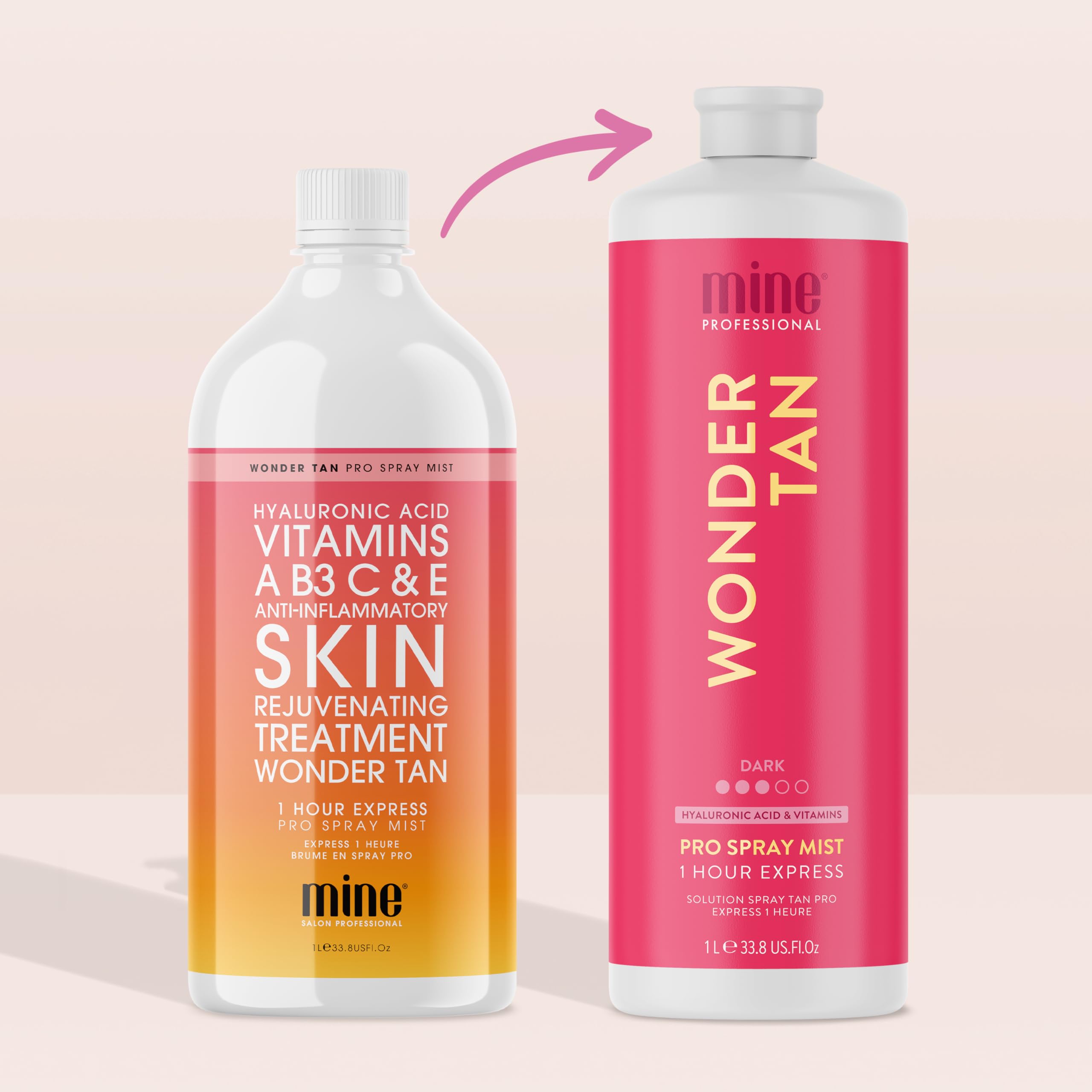 MineTan Spray Tanning Solution | Wonder Tan - Fake Tanner Mist Best for Dark Bronzed Glow Skin Finish, Fast Drying, 1 Hour Express, Hydrating, Salon Professional Formula, Vegan, 33.8 Fl Oz