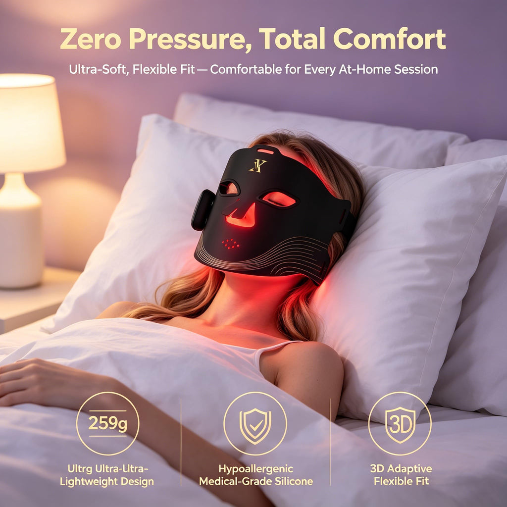 X-Vitalis LED Light Therapy Mask, OTC FDA-Cleared for Acne Treatment & Wrinkle Reduction, 4 Wavelengths (660/850/450/590nm), Wireless Home Skincare Device