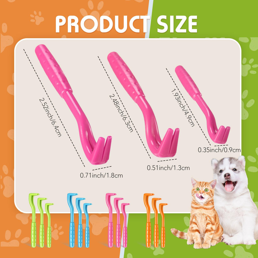 Qualirey 180 Pcs Tick Remover Tool for Dogs and Cats Tick Removal Twister Tweezers for Head and Body, 3 Sizes (Blue, Green, Orange, Rose Red)