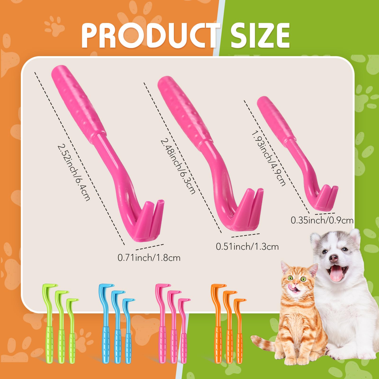 Qualirey 180 Pcs Tick Remover Tool for Dogs and Cats Tick Removal Twister Tweezers for Head and Body, 3 Sizes (Blue, Green, Orange, Rose Red)
