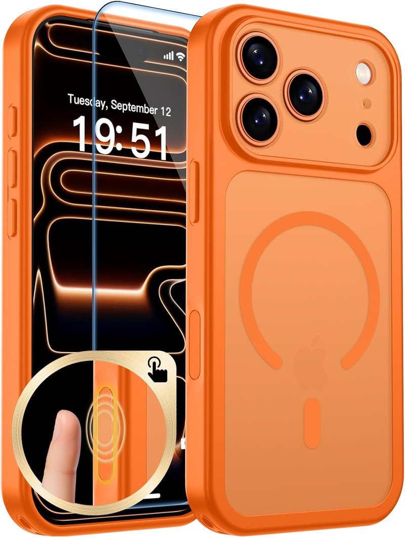 Zapica Magnetic iPhone 17 Pro Max Case - Upgraded Camera Control Button & Full Protection | Translucent Matte, Starry Orange
