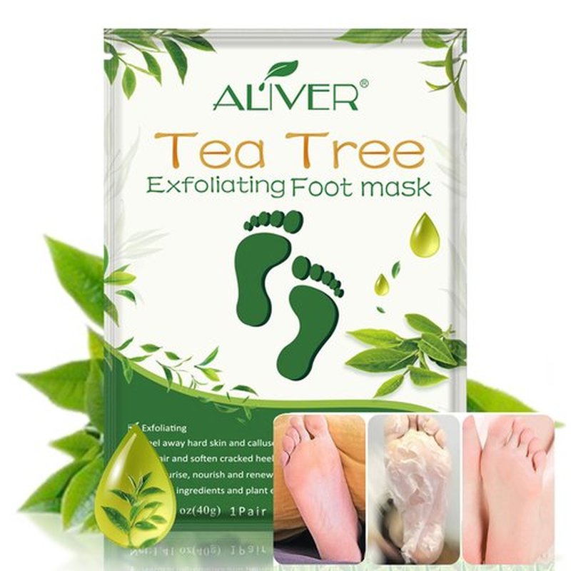 Foot Peel Mask 5 Pack, Skin Exfoliating Foot Masks, Natural Exfoliator for Dry, Callus, Dead Skin Remover, Repair Rough Heels Feet Peeling Mask for Men Women (Tea Tree Scent)