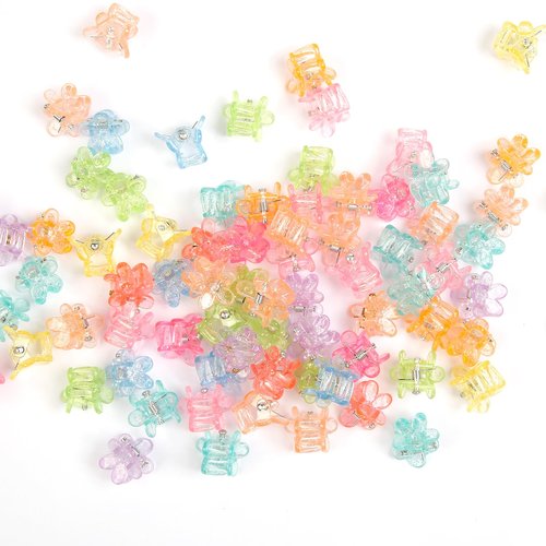 100Pcs Mini Flower Hair Clips Women Girls, Colorful Small Claw Clips Strong Grip Glitter Baby Hair Clip Cute Jaw Clips for Fine Hair Toddle Hair Accessories