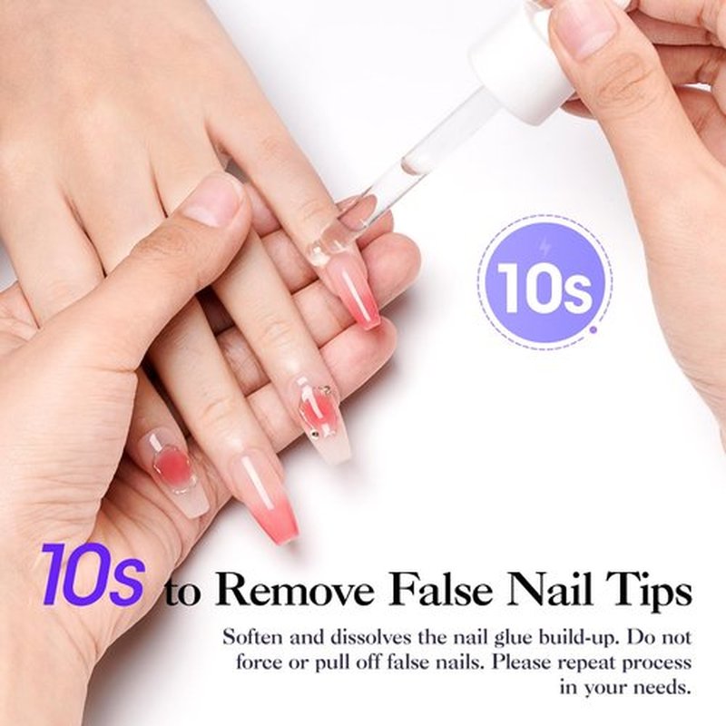 Gellen Nail Glue Remover for Press on Nails, 40ML UV Glue Remover, Non-Acetone Gentle Off for False Tips, Odorless Easy Debonder, Not for Gel Polish