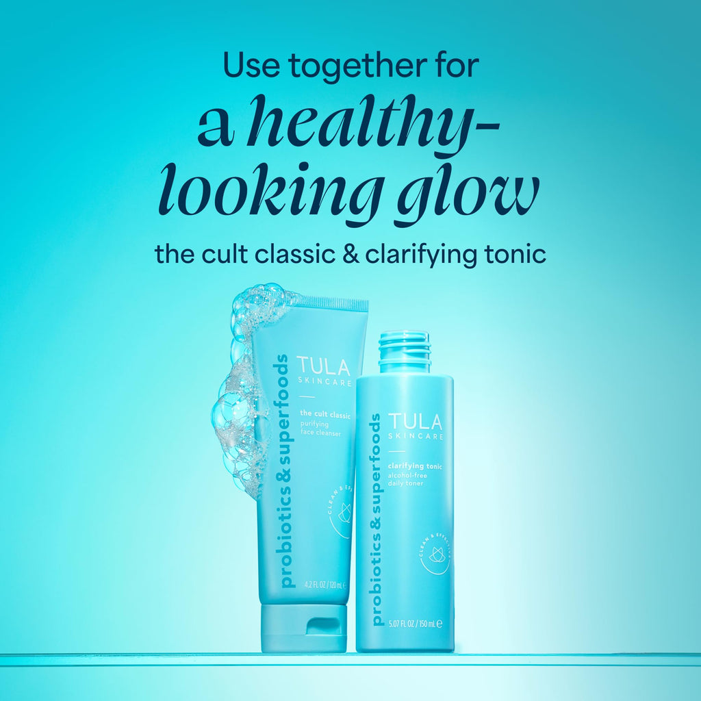 TULA Skin Care Mini Clarifying Tonic Daily Toner - Travel Face Toner to Gently Exfoliate and Tighten Pores, Contains Witch Hazel and Niacinamide, 0.68 Fl Oz.