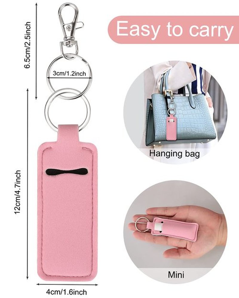Meiiy Chapstick Holder Keychain Lip Balm Keychain Lipstick Sleeve Pouch Portable Pocket Lip Gloss Tube Holder Stocking Stuffers Gift for Women (10pcs-new)