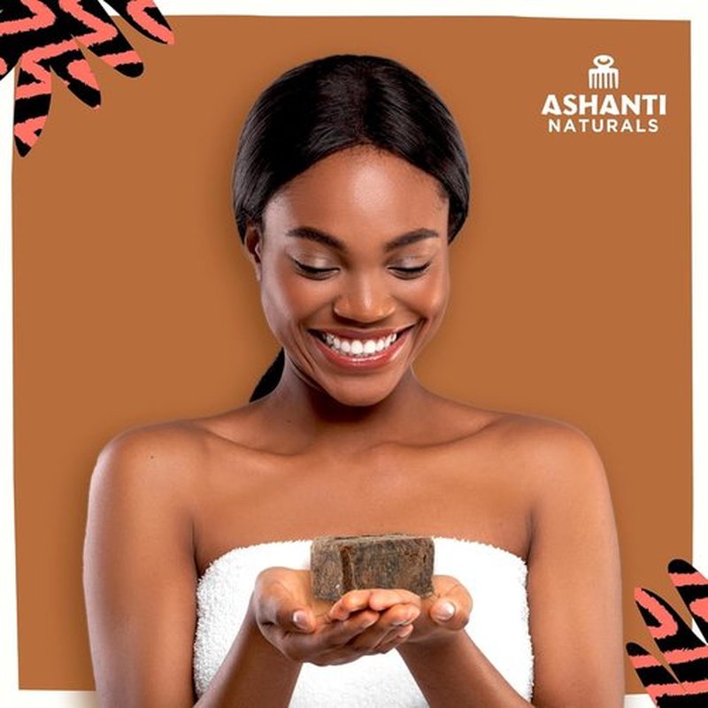 Ashanti Naturals African Black Soap Bar | Unscented Natural Black Soap with Raw Shea Butter and Coconut Oil - 8oz Bar
