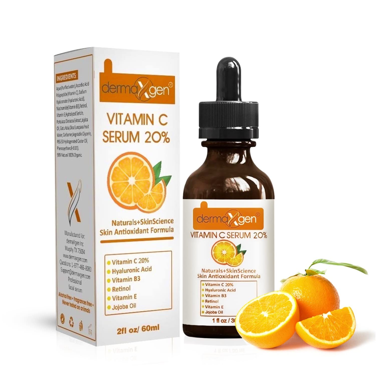 DERMAXGEN Organic 20% Vitamin C Serum for Face (01 Fl oz)