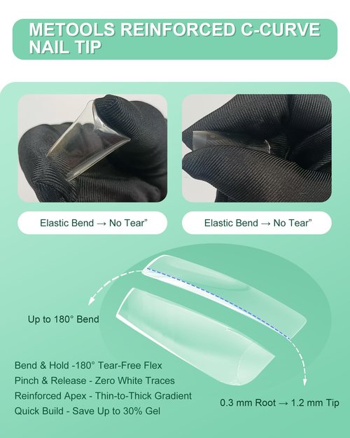 Extra Thick Short Almond Nail Tips, Natural Curve Strong Clear Pre-etched Press on Nail Gel Extension, Full Cover False Nail Tipsfor Acrylic French Salon DIY 15 Sizes 360 pcs