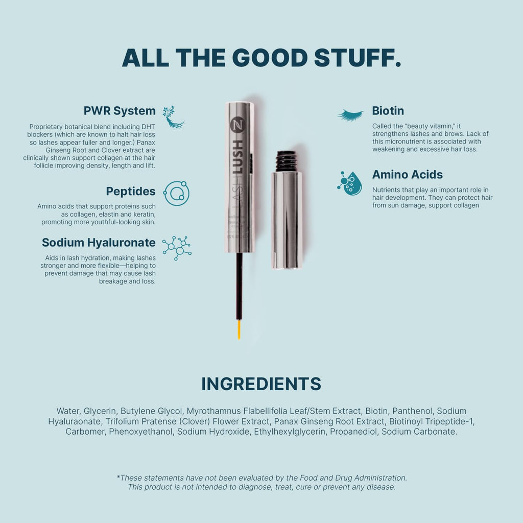 Neora LashLush - 3-in-1 Lash & Brow Serum, Hormone-Free, Strengthens, Volumizes, Reduces Breakage, Peptides + Biotin + Amino Acids - 0.17oz