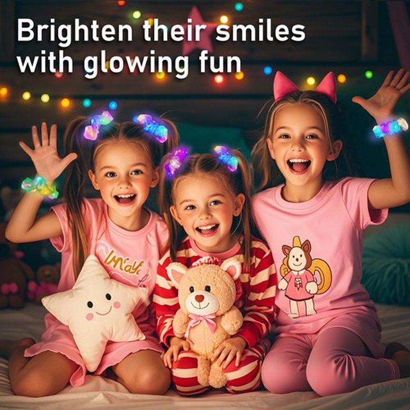 40 Pcs Light Up Mermaid Scrunchies, Hair Scrunchy for Girl & Women, Multi Light Modes, Glow in the Dark Accessories for Rave Neon Slumber Party