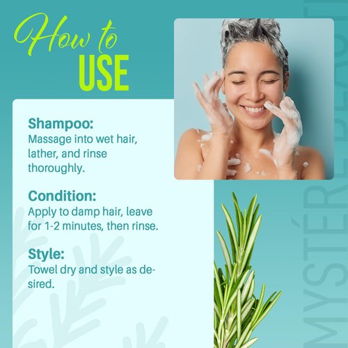 MYSTÈRE BEAUTÉ Rosemary Chelating Shampoo and Conditioner Set - 16 oz Each - Hard Water & Chlorine Removal with Biotin, Keratin & Tea Tree – Sulfate Free Clarifying Hair Strengthening Formula