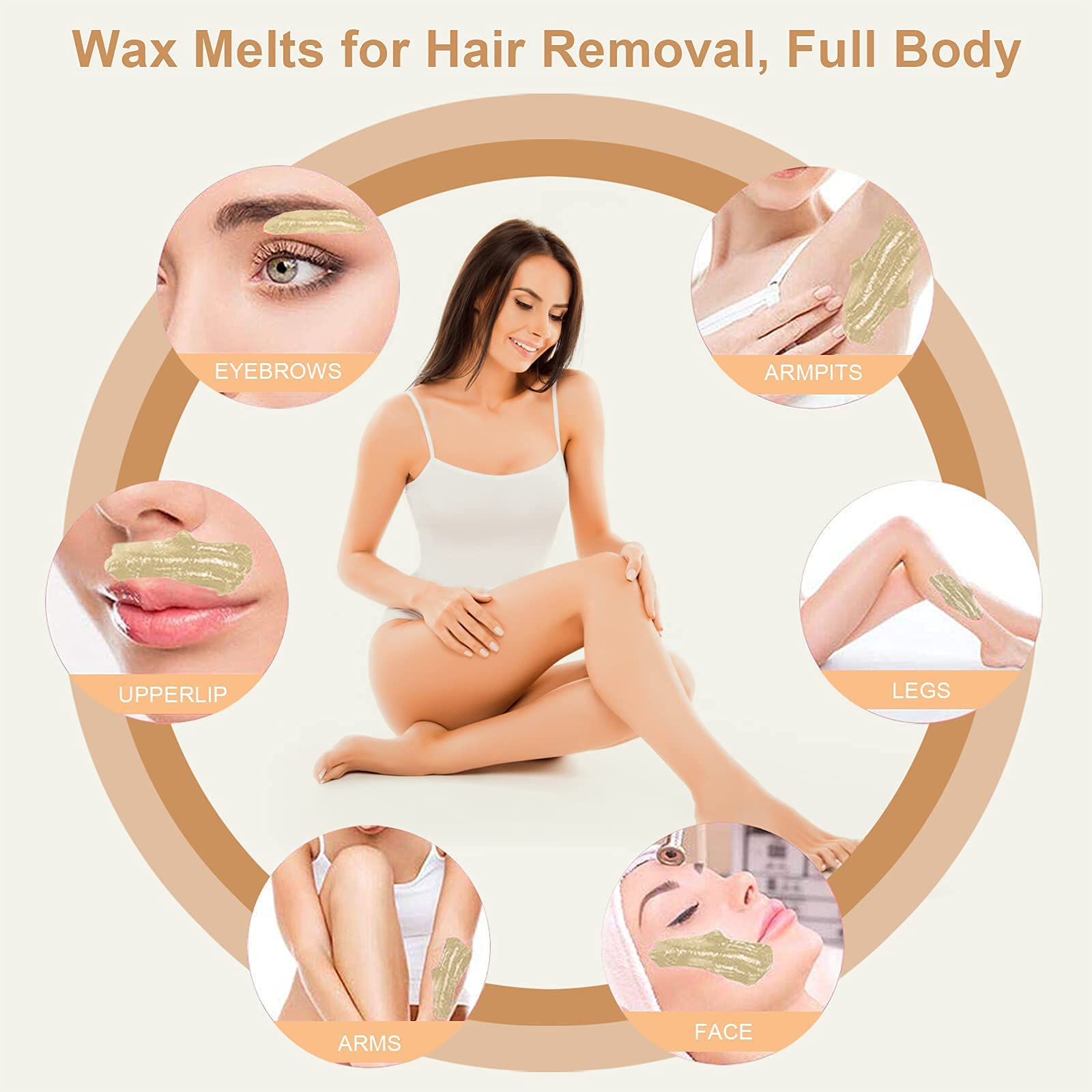 Yovanpur Hard Wax Beads for Hair Removal, Wax Beans for Sensitive Skin, Suitable for Bikini, Legs, Face, Back, Eyebrow, Chest for Women & Men, 300g (10 Oz)/bag