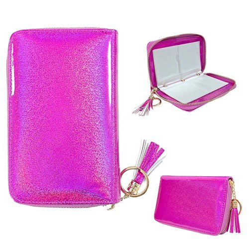 FingerAngel 24 Slots Nail Stamping Plate Holder Case Round Square Rectangular Nail Art Stamp Plate Organizer Purple Color Stamping Ablum (Lase Rainbow Rose Red)
