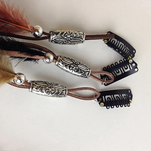 Handmade Feather Extension Tribal Feather Braided Beads Headdress 6 PCS