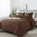 SUVAMJAM 3-Piece King Comforter Set,All-Season,Soft & Hypoallergenic &Breathable Bedding,Polyester Quilted,Down Alternative(Comforter*1 & Pillowcases*2),Chocolate