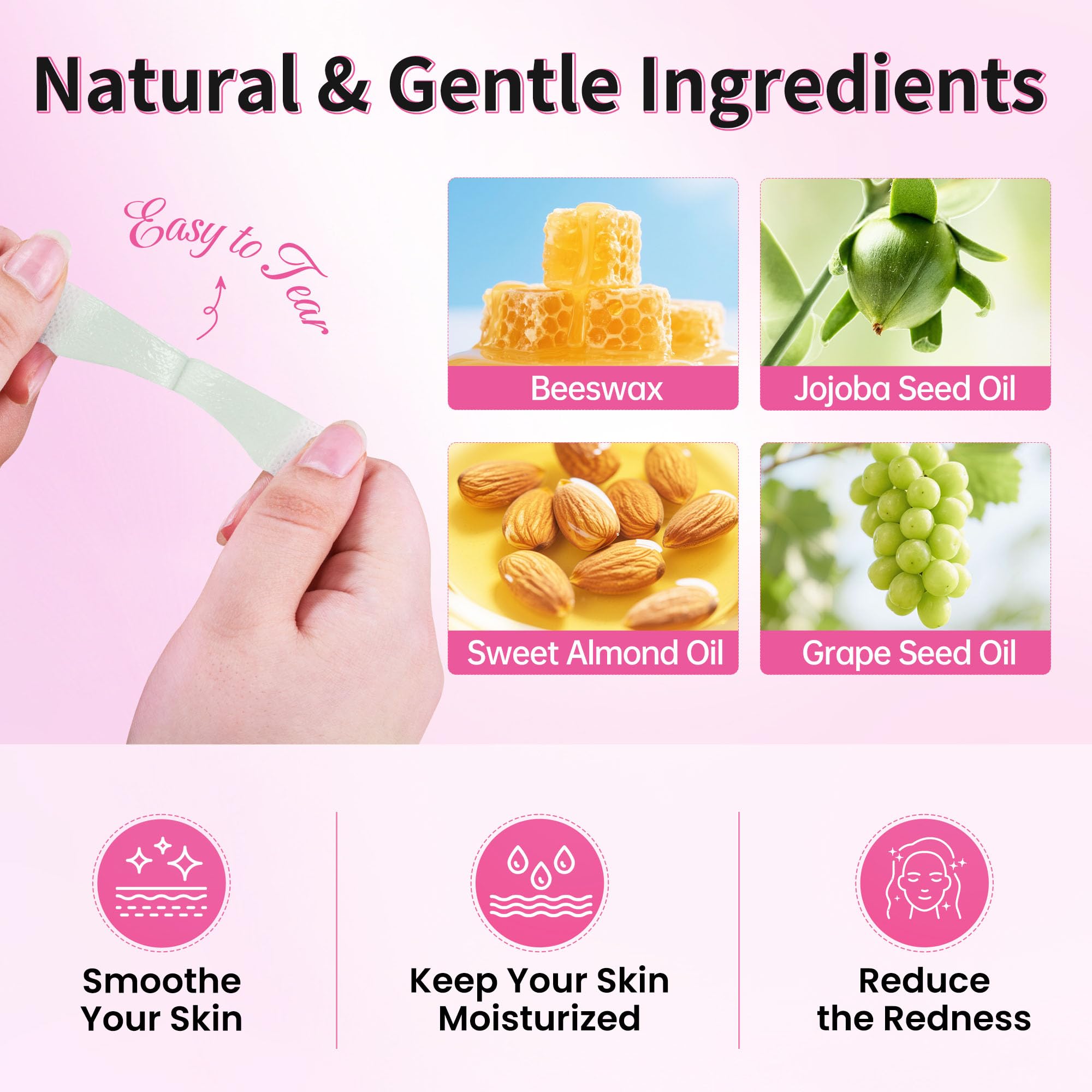Beauty7 Lip Wax Strips for Women, Facial Wax Strips, Hair Removal for All Skin Types, 20 pcs Strips with Pearl Powder Essential Oil