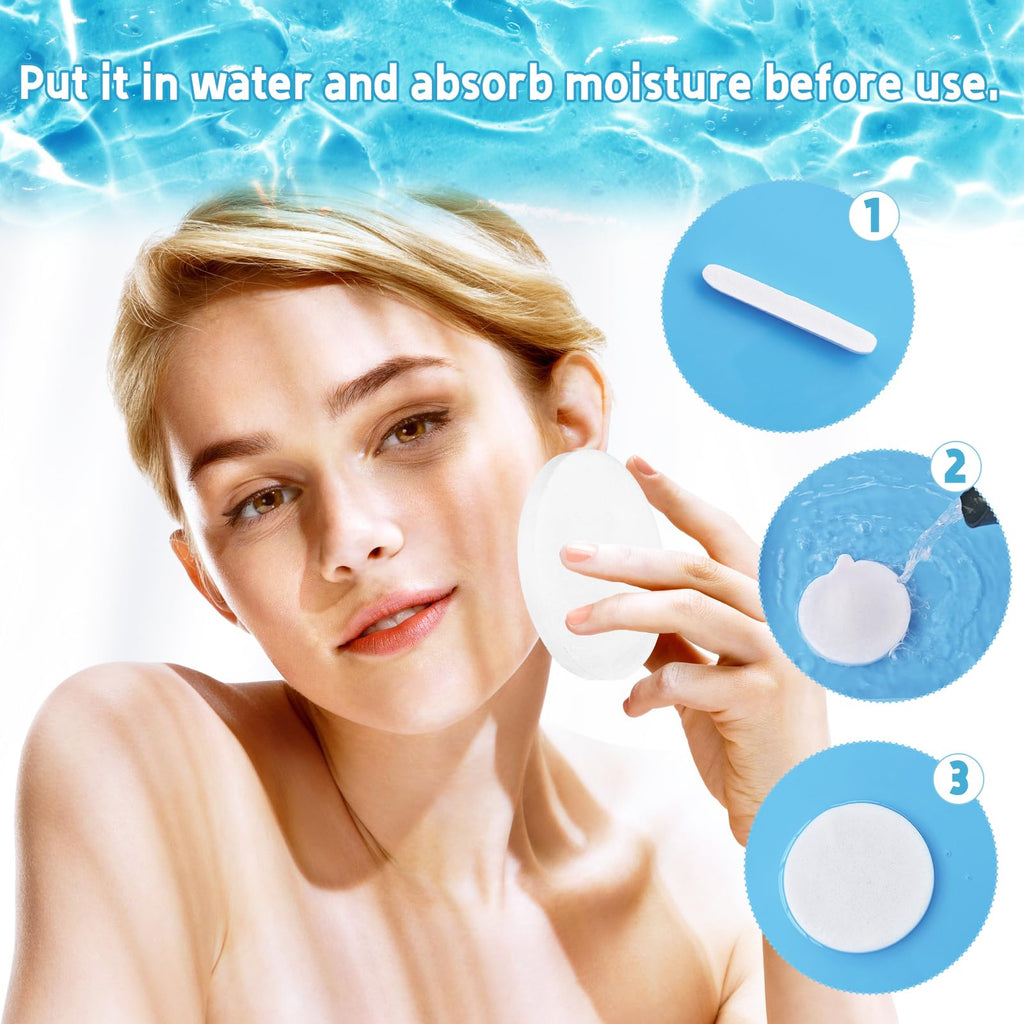 240 Pieces Facial Sponge Compressed,Round Face Cleansing Sponge Pad,Exfoliating Wash Face Sponges Sponge for Makeup Removal,Mask,Spa