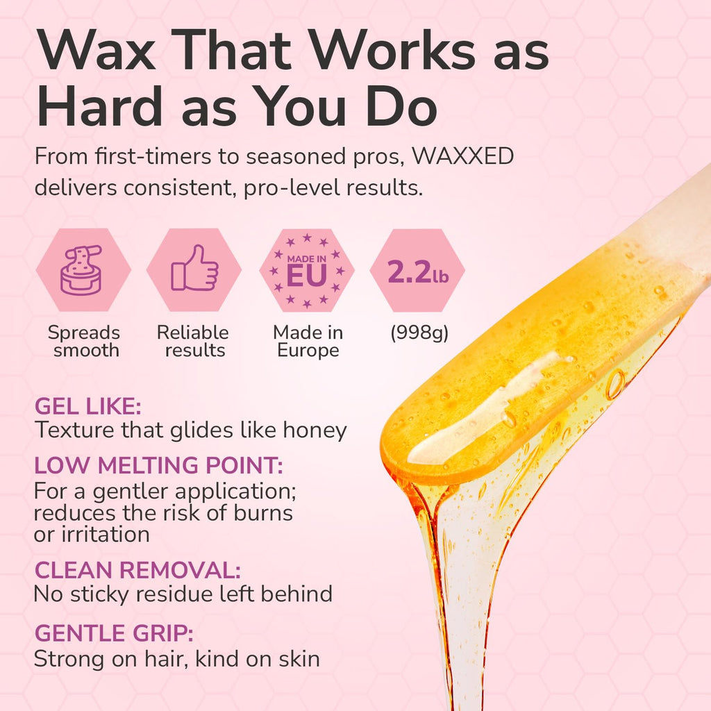 WAXXED Honeyed Hard Wax Beads 2.2 lb, Low-Temp Hair Removal Wax, Fast Melt