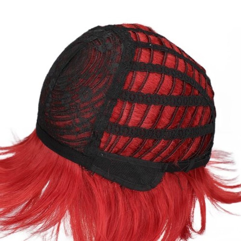 BEAUTY FLAG Red Wig Red Lolita Long Curly Cosplay Wig 2 Clip on Ponytail Wig With Wig Cap for Costume Party Halloween