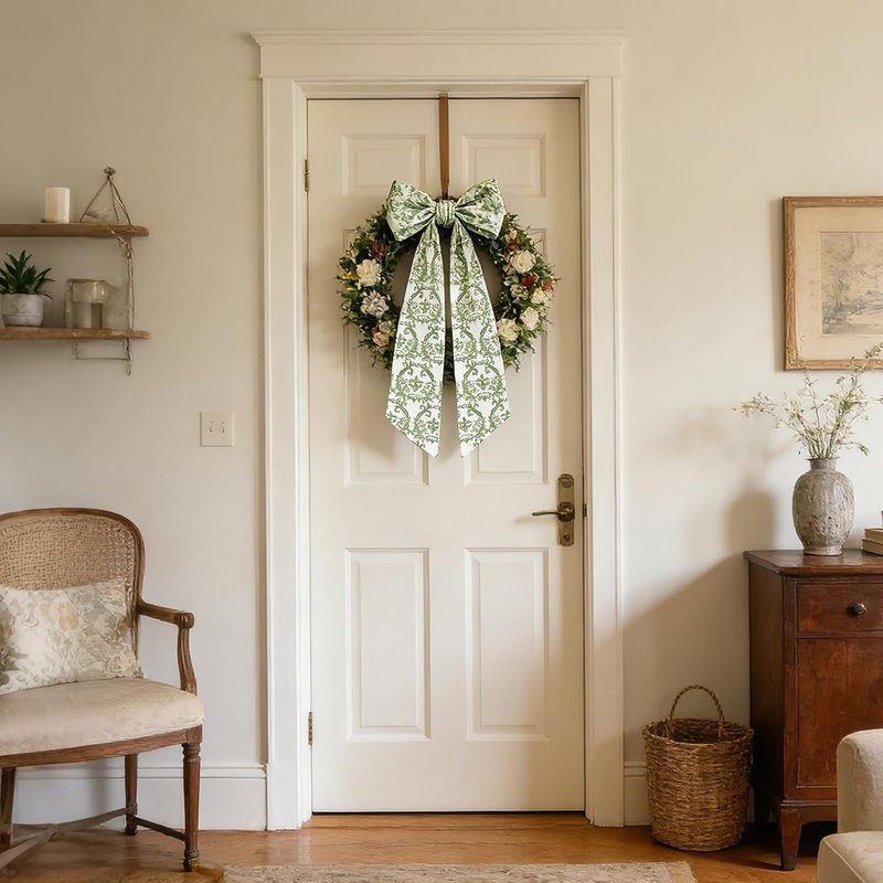 AZYM Wreath Sash Set - Vintage Ribbon Accessories for Indoor/Outdoor Door Decor | 2 Pcs