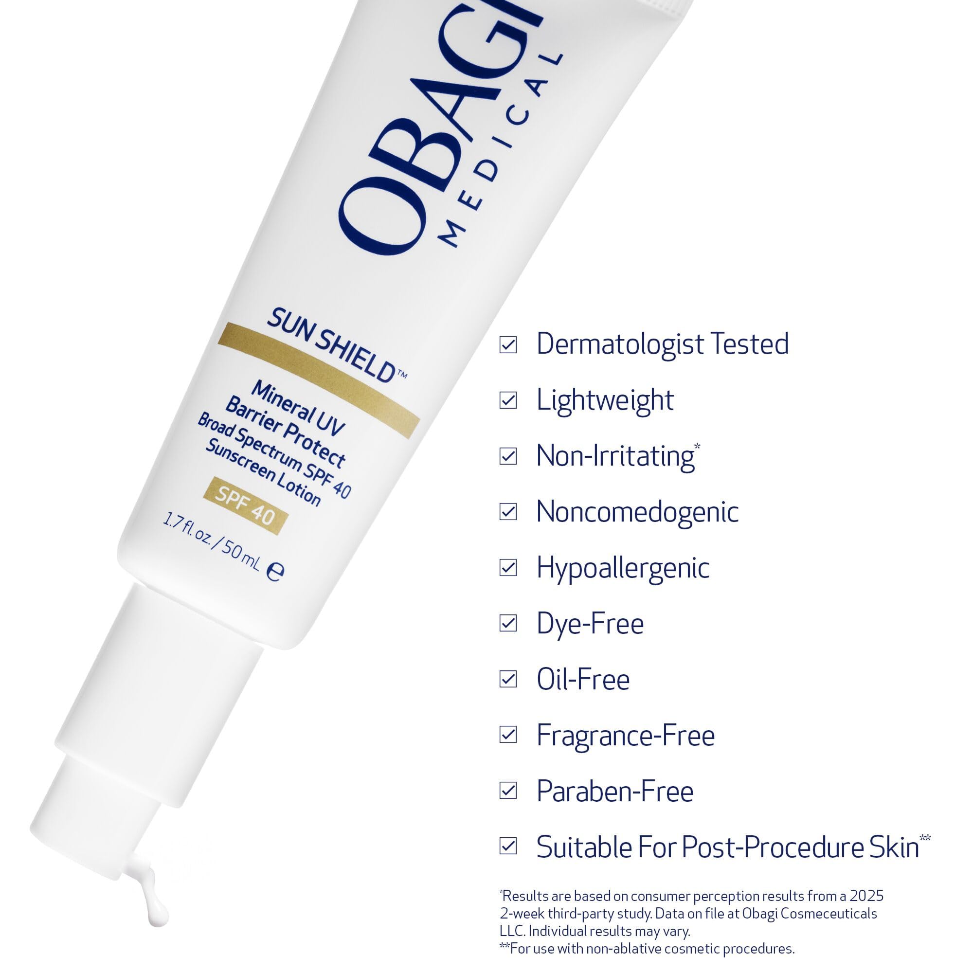 Obagi Sun Shield Mineral UV Barrier Protect SPF 40 Face Sunscreen – UVA/UVB Broad Spectrum Protection & Moisture Barrier Support with Zinc Oxide – Travel Size & Ideal for Sensitive Skin – 1.7 oz