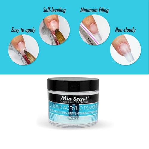 Mia Secret Clear Acrylic Powder - Professional Quality Nail Enhancement | 1oz Size