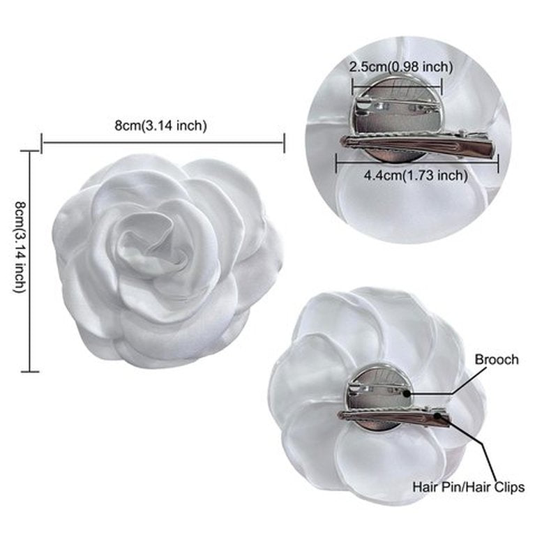 Sanrich Women's Brooches 4pcs Rose Flower Hair Clip Mexican Hair Flowers Clips Hairpin Brooch Tea Party Hats Headpieces (white)